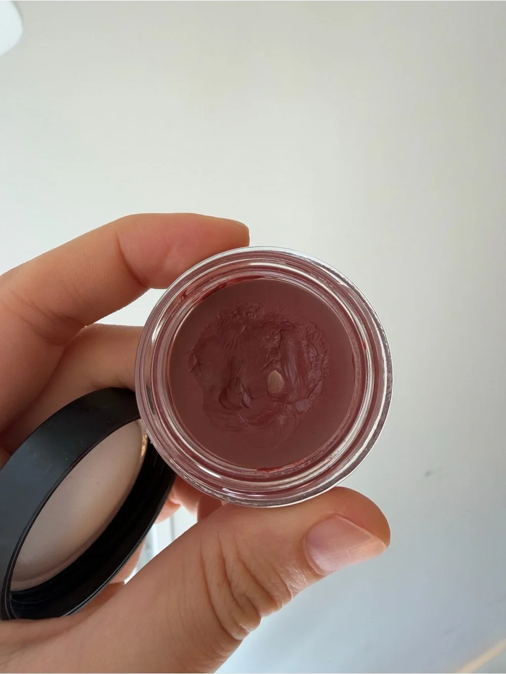 CHANEL Black Round Compact with Raised CC Emblem